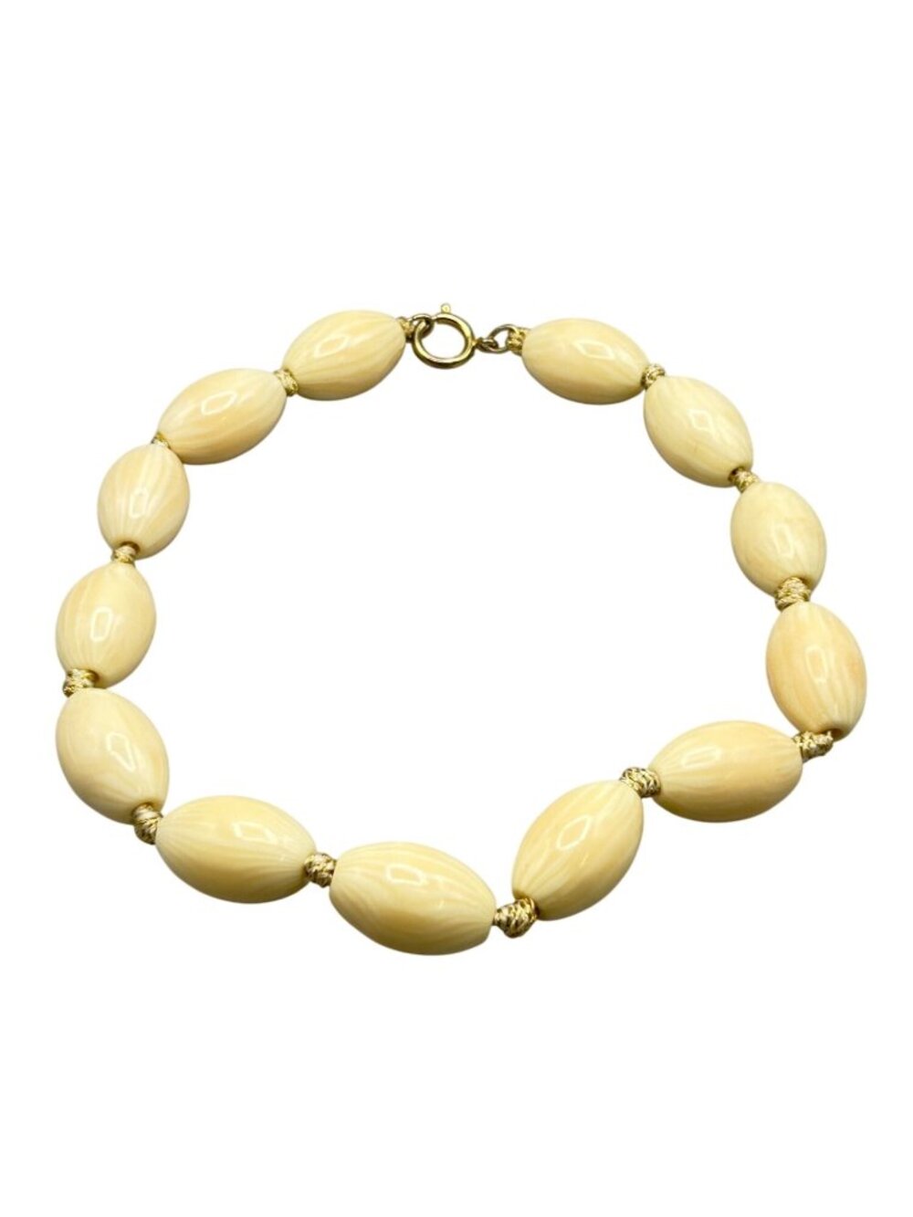 Vintage French "Ivory" Necklace Celluloid Plastic Off White Color Hand Knotted C